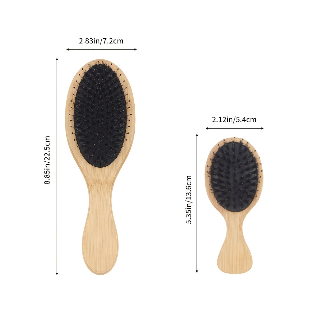 Bamboo Boar Bristles Hair Brush Set Oval Paddle Hair Brush - Temu Canada