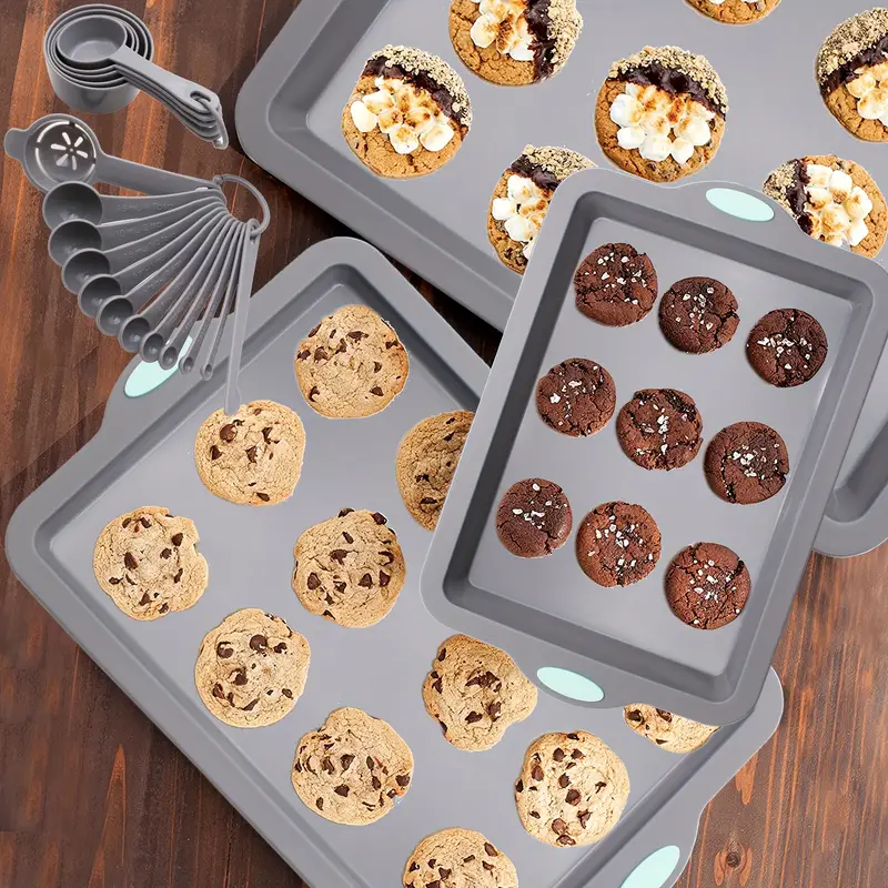 Baking Sheet Pan Set, With 17 Measuring Spoons, Cookie Sheets For