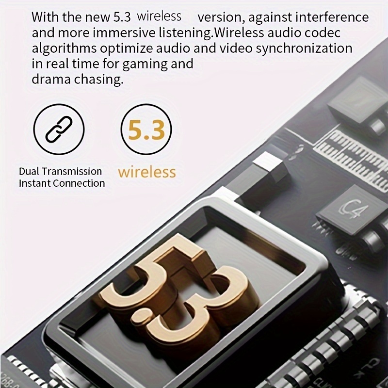 Trådlösa hörlurar, 5.3, 13 mm horn, inbyggd bruselimineringsmikrofon, Type-C snabbladdningsfodral, stereo, för IPhone/Android Gaming Business Spo_voghion.com