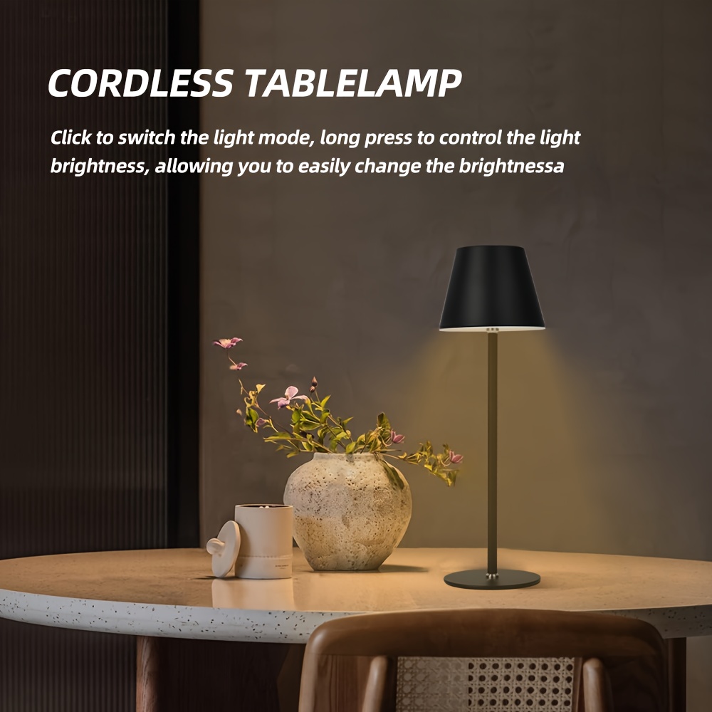 LED Desk Lamp Cordless Table Light, Rechargeable Battery Powered USB  Charging Port 3 Levels Brightness Dimmable for Outdoor Modern Hotel  Restaurant Dining Bedroom Study Portable Lights (Silver) 