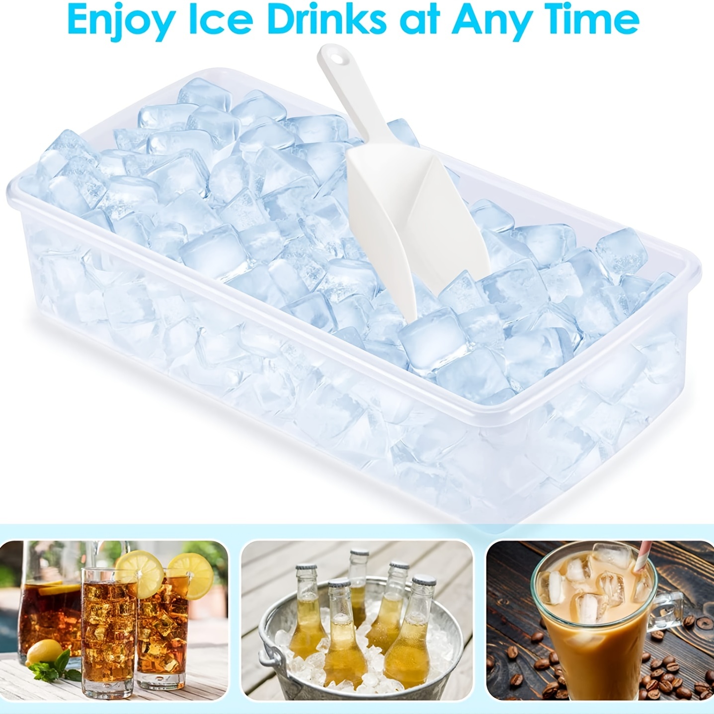 Ice Cube Trays, Large Size Silicone Ice Cube Molds With Removable Lids,  Reusable Ice Mold For Whiskey, Cocktail, Stackable Flexible Safe Ice Mold,  Kitchen Accessaries, Chrismas Halloween Party Supplies, Tools On And