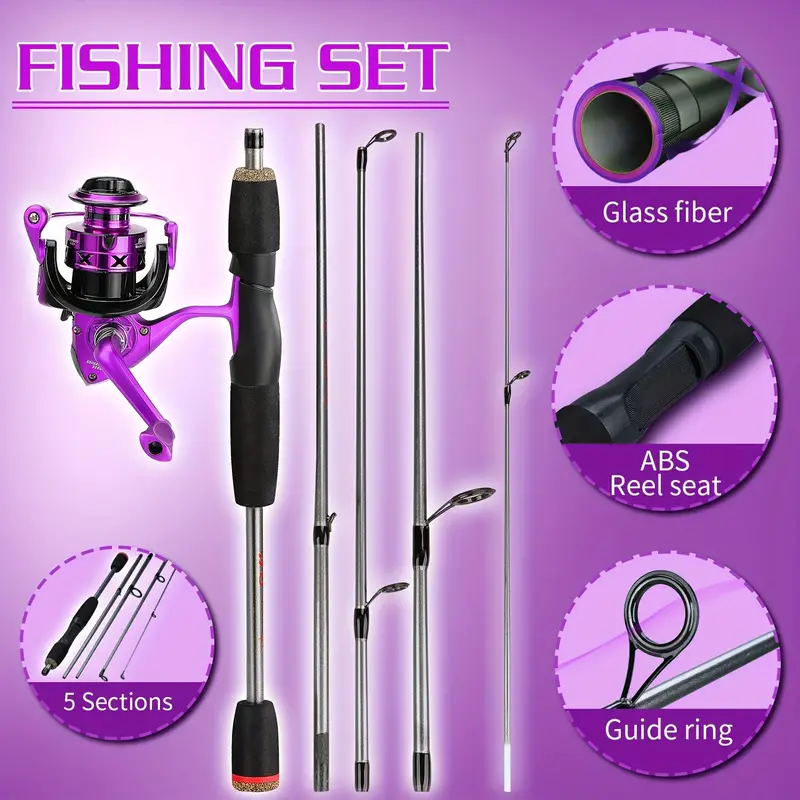 Sougayilang 5 section Fishing Rod Reel Combo Durable Sturdy - Temu