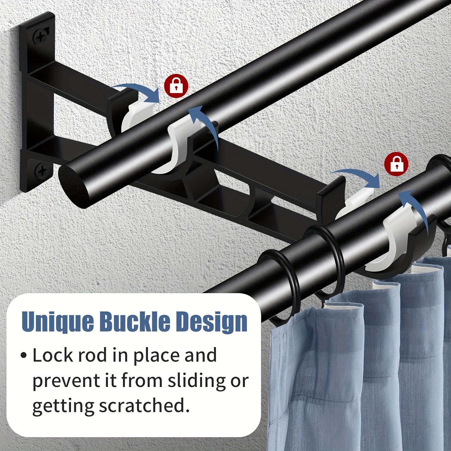 2 X Heavy Duty Metal Curtain Rod Pole Wall Brackets Screw Hook Holder NEW  Colors