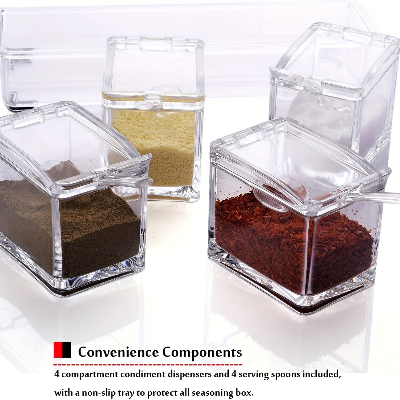 Transparent Seasoning Box With Handles And Spoons Perfect - Temu