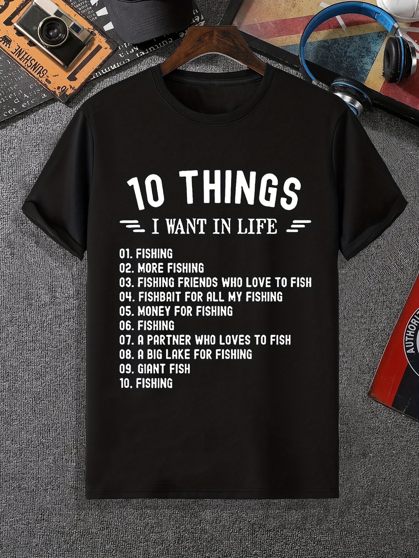 10 Things Want In Life Fishing Print Men's Fun Casual Short - Temu