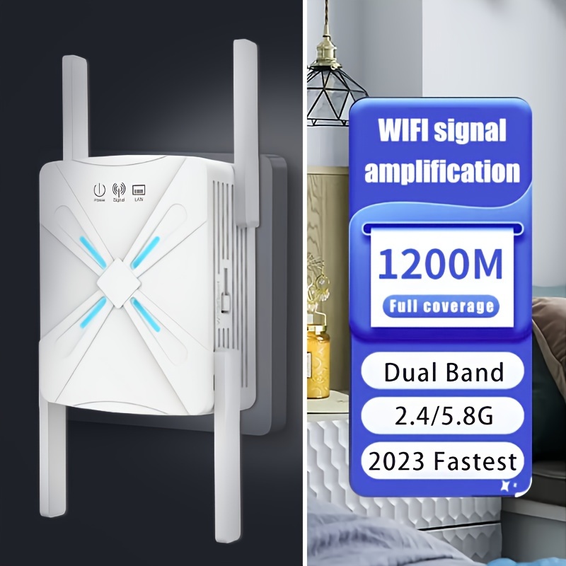 WiFi Extender Booster Repeater for Home & Outdoor, 1200Mbps(8000sq.ft) and  45+ Devices, WiFi 2.4&5GHz Dual Band WPS WiFi Signal Strong Penetrability