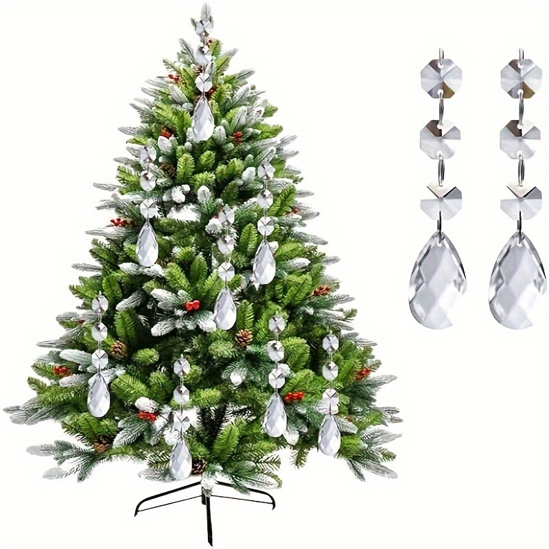 Adornos de Navidad para árbol de cristal, 30 piezas de cristales colgantes  acrílicos transparentes para centros de mesa, lágrima, candelabro