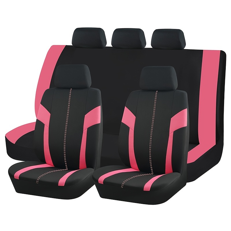 New Flat Cloth Car Seat Covers Black and Pink Set with Paw Heart For  Mercedes