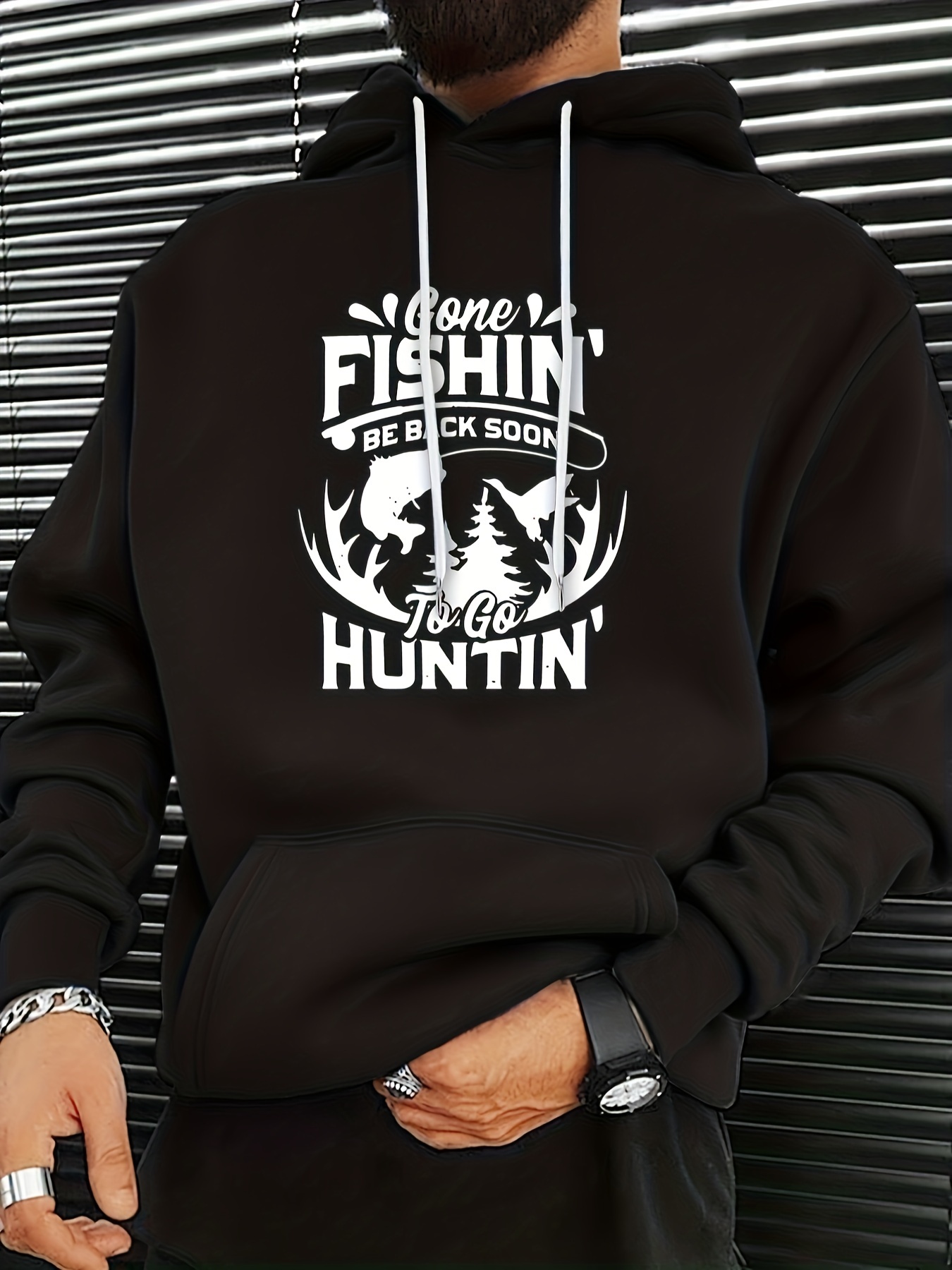 Real Man Fishing Print Kid's Hoodie Causal Pullover Hooded - Temu