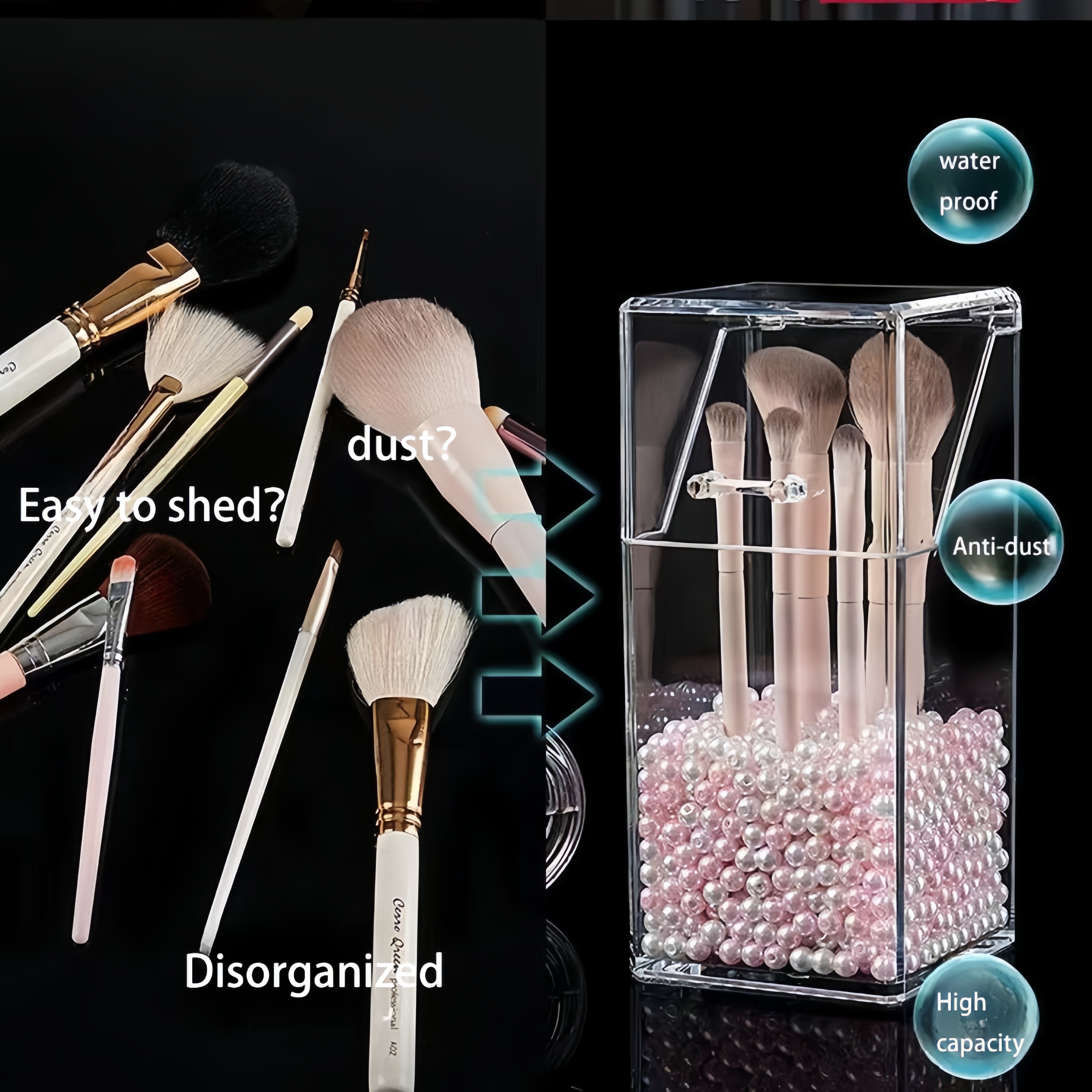 Acrylic Makeup Brush Holder And Organizer Display Case For - Temu