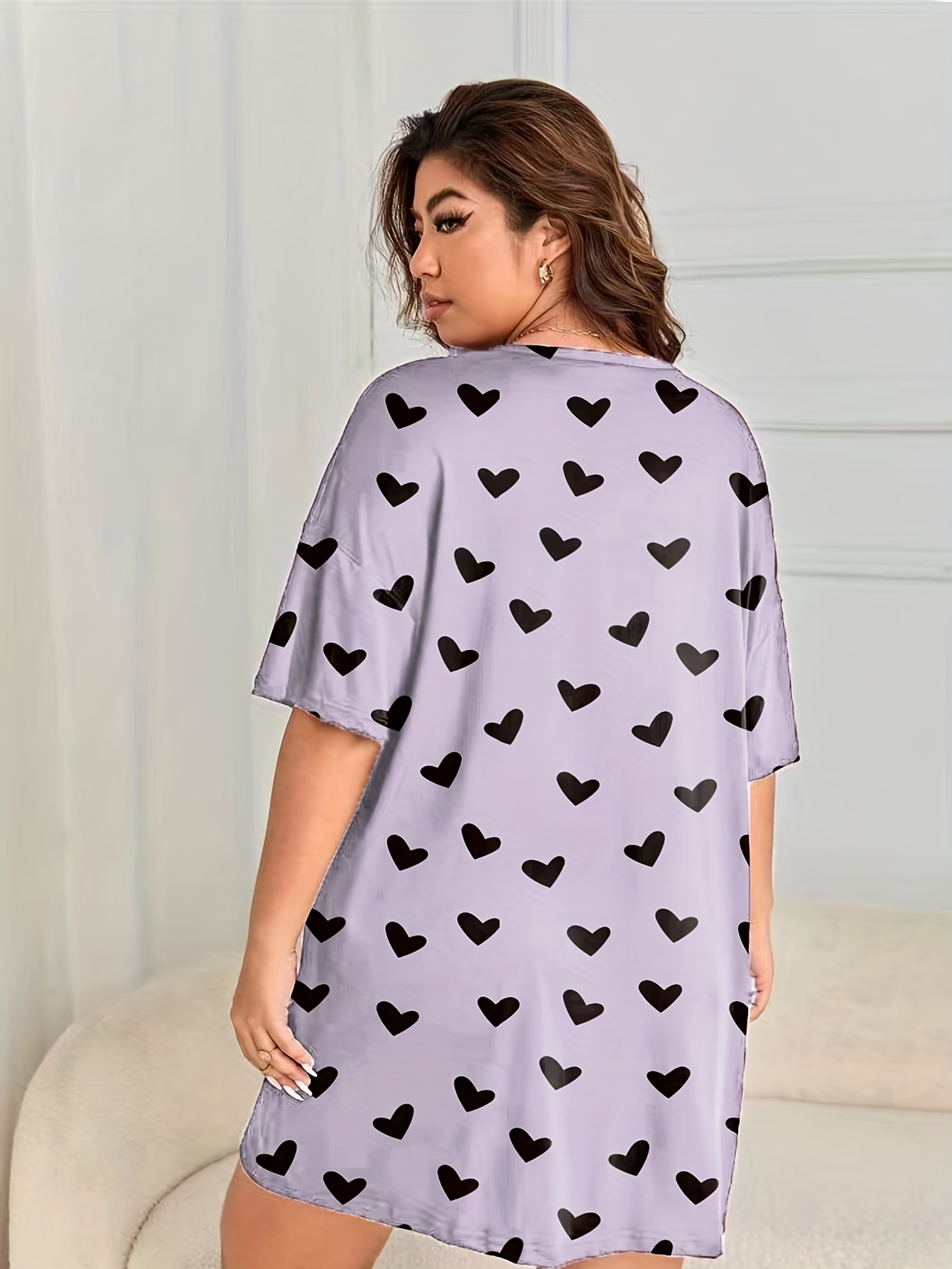 Heart Print Short Sleeve Tee Dress