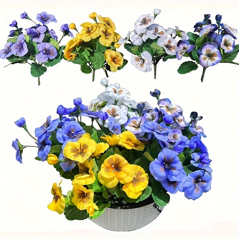 Artificial Flowers Pansy Fake Flowers Pansy Faux Small Wild - Temu