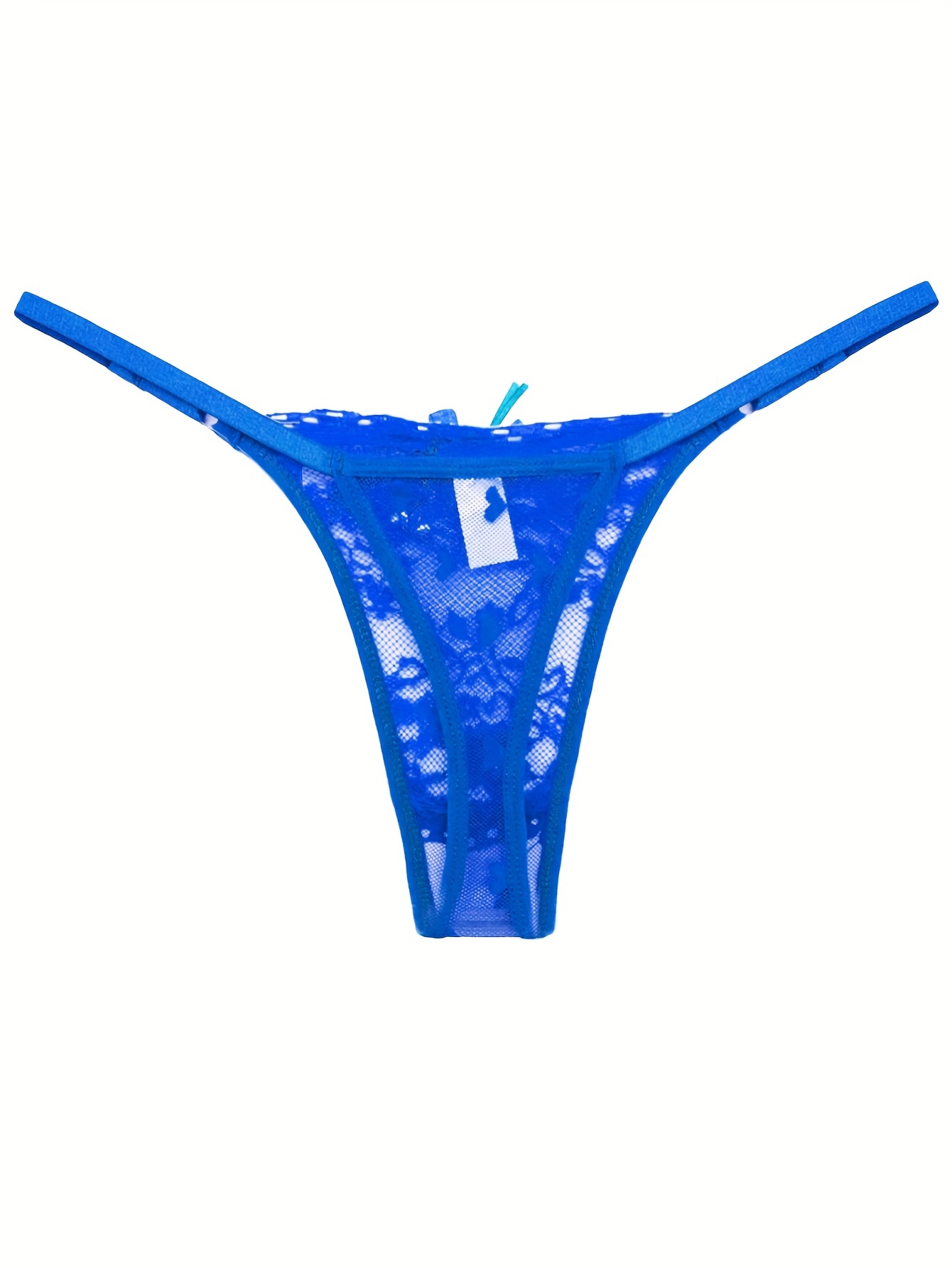 JDEFEG Vintage Thong Panties Women Mesh Bow Embroidered Lace Transparent  String Underwear Back Bandage Hollow Out Panties String Briefs Nylon String  Bikini Panties for Women Polyester Blue M 