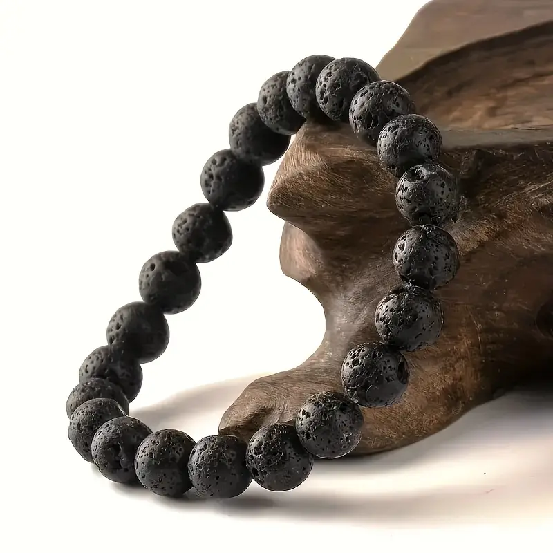 Inside Smooth Lava Rock Beads Stretchy Rope Hand Made Agate - Temu
