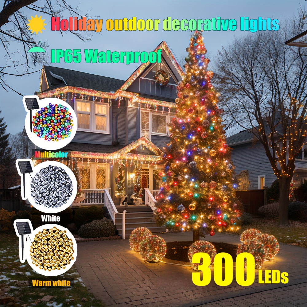 Tira de luz solar de 10 m, 100 luces, impermeable IP65, para exteriores,  LED, con alambre de cobre, para fiestas, jardín, patio, hogar, boda,  Navidad
