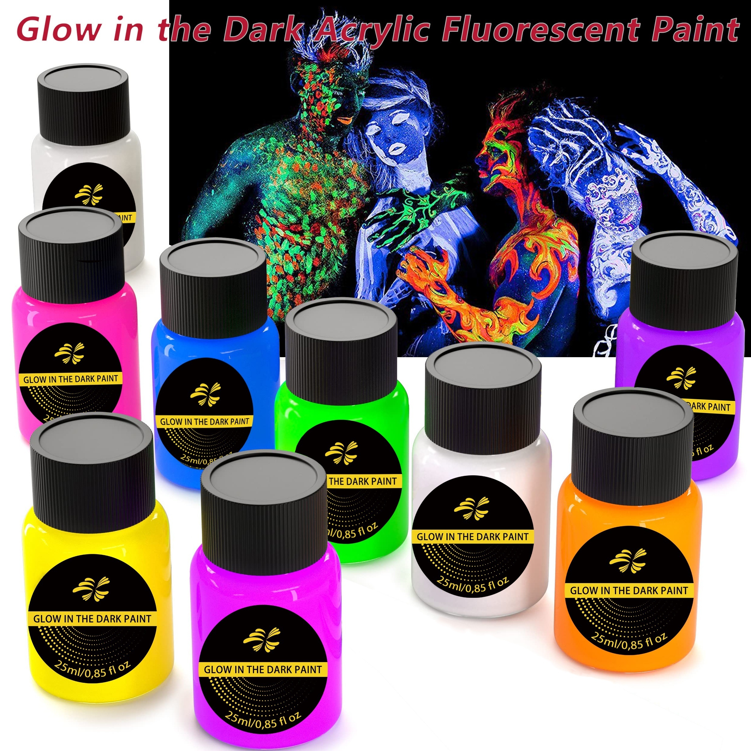 Glow In Dark liquid paint with high levels of phosporescent pigments.