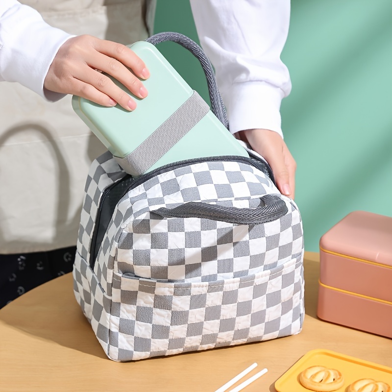 Gublec Checkered Pattern Lunch Box for Men/Women Leakproof Insulated Lunch  Box Small Lunch Bag For Work Picnic Beach Travel
