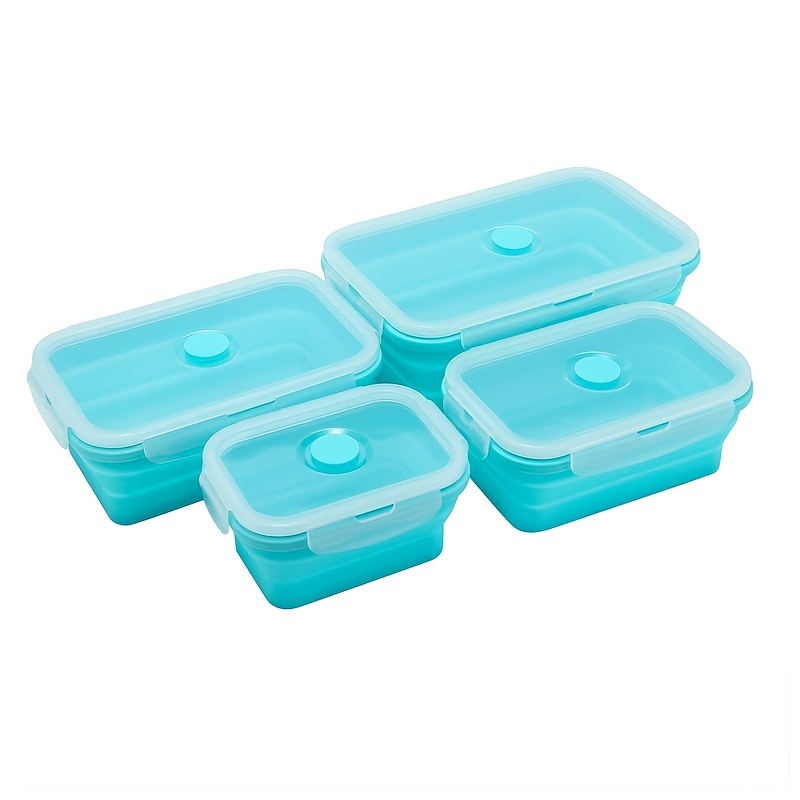 Asdomo Food Box Lunch Container Squares 2 Compartments Collapsible Silicone Snack  Containers With Lids 