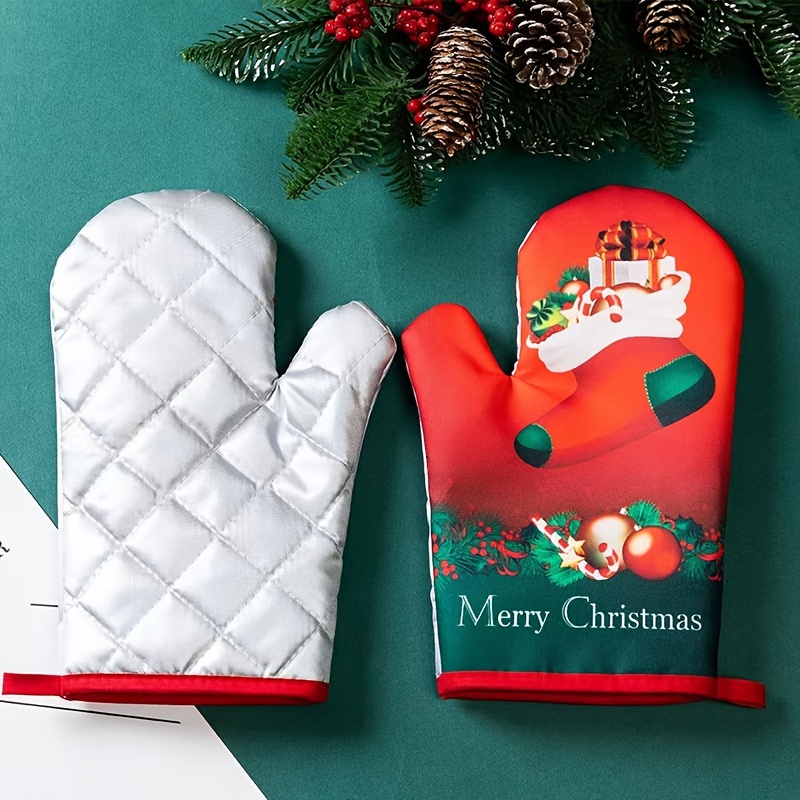 1pcs New Year Christmas Oven Mitts and Pot Holders Set Heat