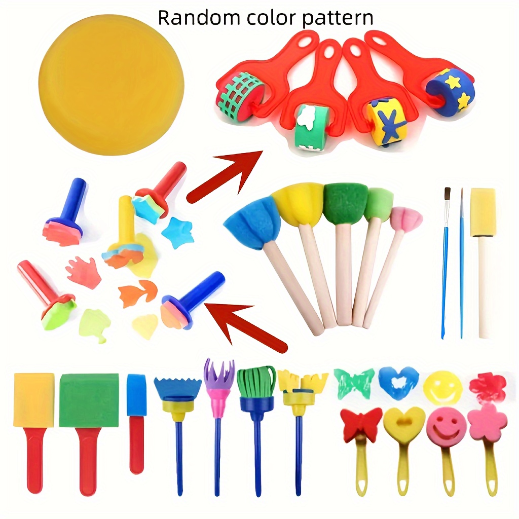 Accessori per la pittura per bambini Bambini Pennelli pennelli Kit di  spugne 47pcs Pennelli per pittura Kit di strumenti di disegno