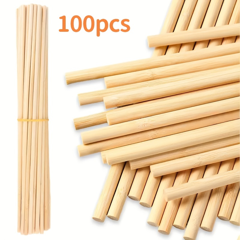 60 Pieces Bamboo Sticks Wooden Craft Sticks Extra Long Sticks for Crafting (15.7 Inches Length ), Beige
