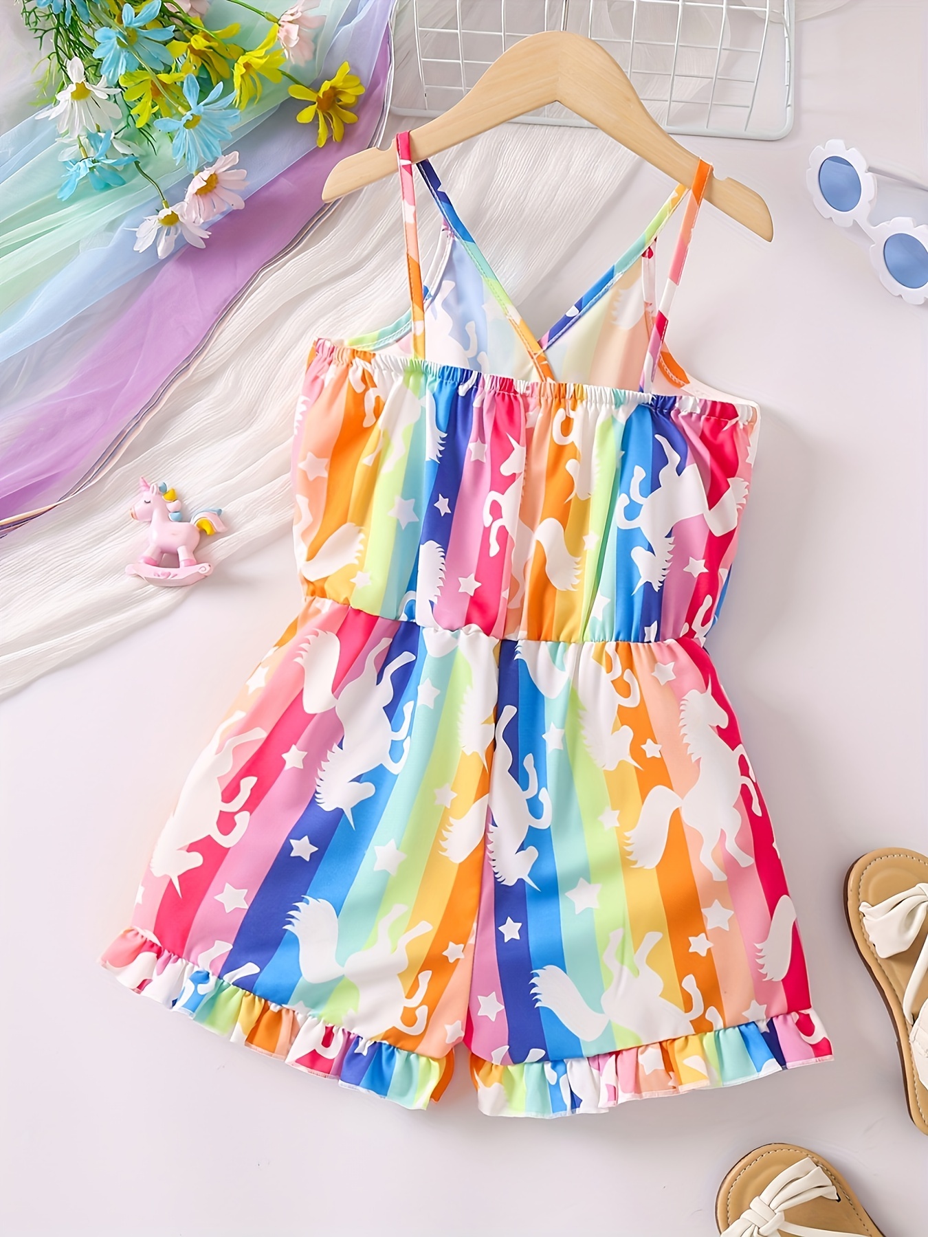 Girls rainbow sale romper