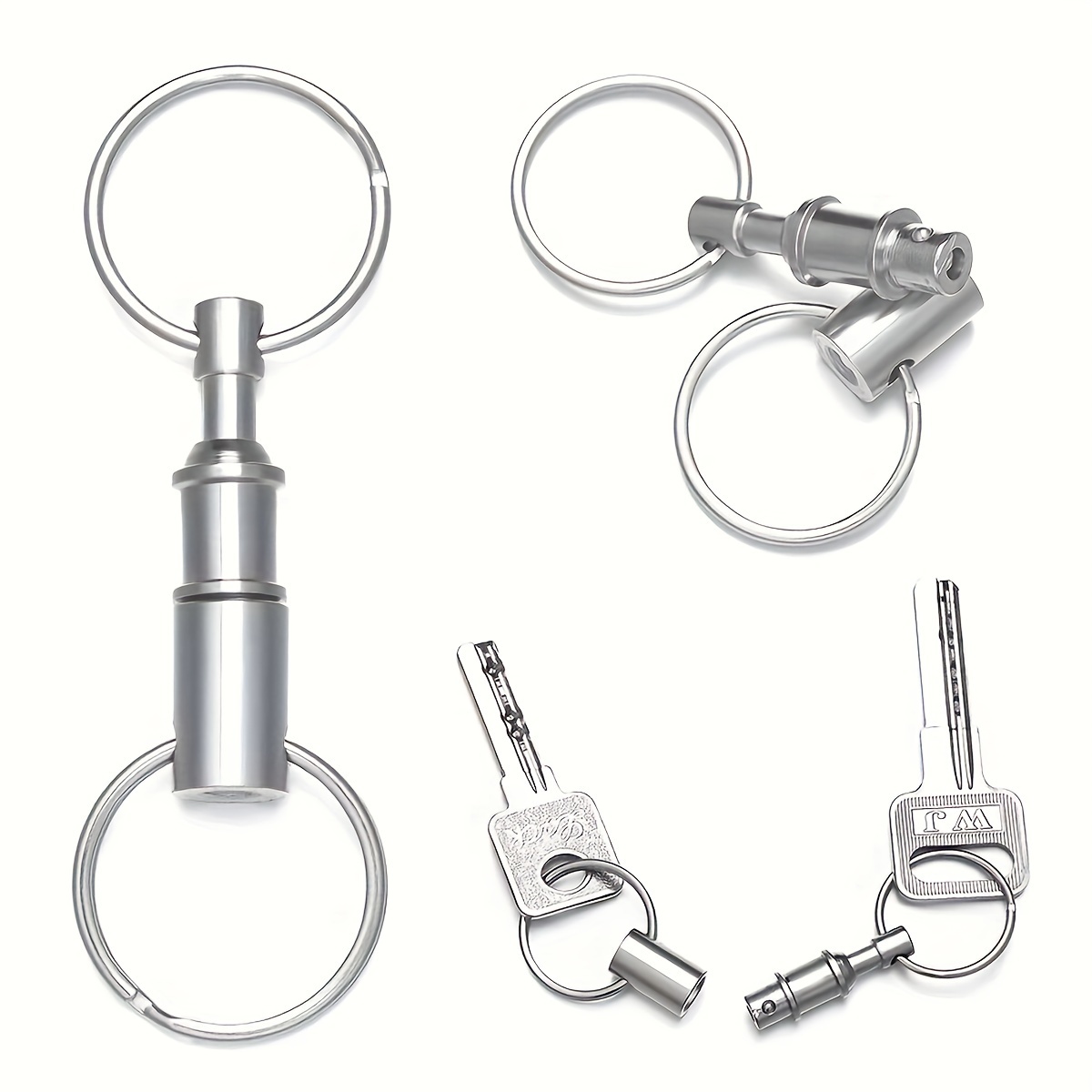 PANSNG Aluminum Easy Release Multihole Key Carabiner Keychain Clip Hooks  with Multiple Quick Release Detachable/Disassemble Key Rings Keychain