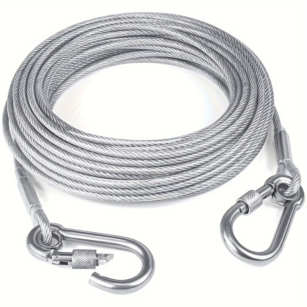 

4.6m/15ft、9m/30ft、15m/50ft Dog Tie Out Cable, Dog Lead, Dog Runner For Yard, Steel Wire Dog Cable With Durable Superior Clips Dog Chains For Outside Heavy Duty Dog Leash For Large Dogs Up To 250 Pound