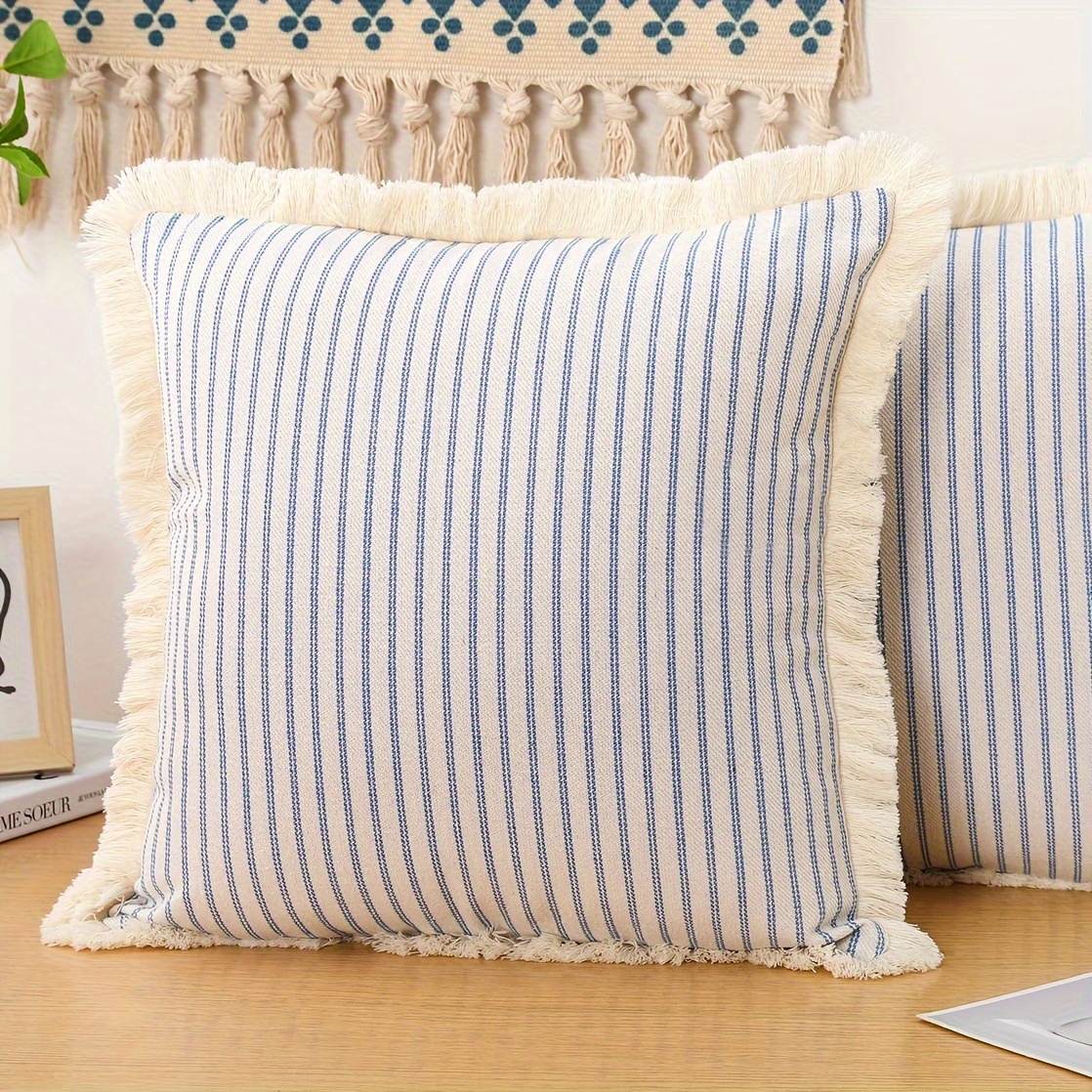 Fringe Linen Pillow Cover 20x20, Neutral Farmhouse Pillow, Soft Decorative  Linen Pillow Case, Bohemian Pillow, Boho Throw Pillow 