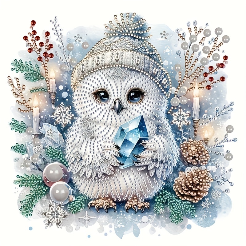 

5d Diy Snow Owl Diamond Painting, Full Diamond Painting With Diamond Art, By Number Kit Embroidery Rhinestone Wall Decor Valentine's Day Gift