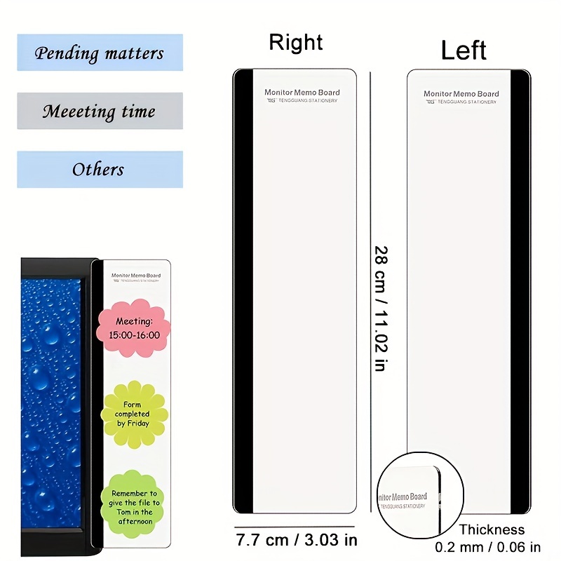  Office Desk Accessories 2pcs Computer Monitor Memo Board  Multifunction Message Board Transparent Creative Monitor Side Panel with  Sticky Note Holder Phone Holder Suitable for Office Home Work Desk : Office