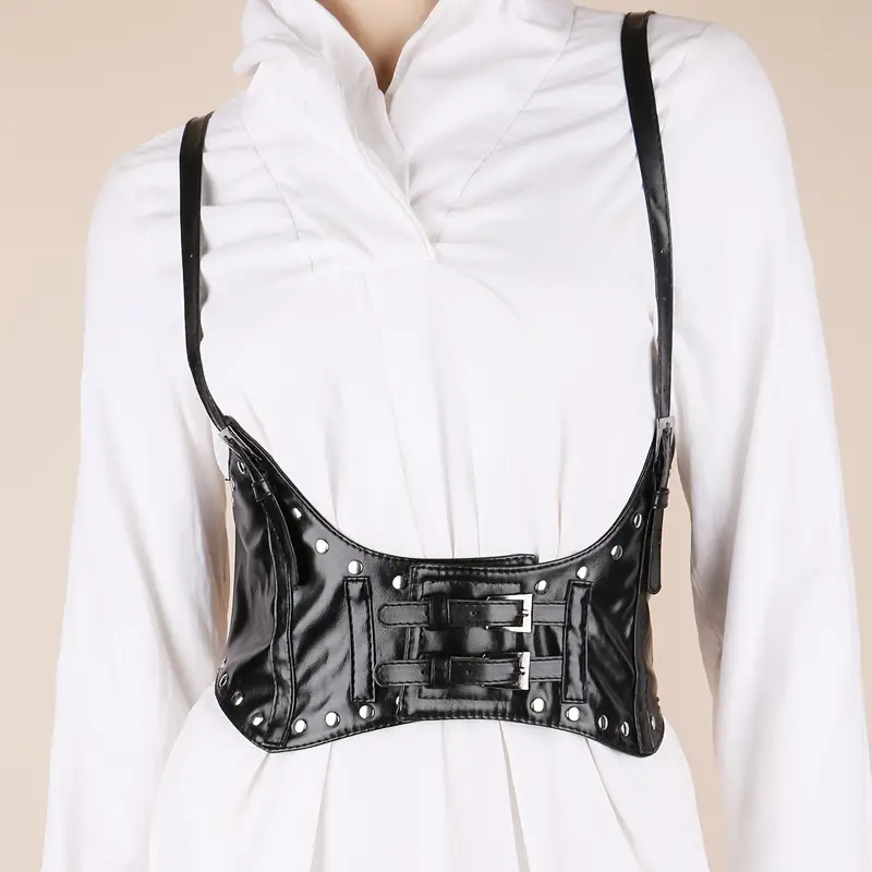 Plus Size Underbust Waist Belt PU Leather Corset Women Waistband Belt Dress  Decoration Wide Belt