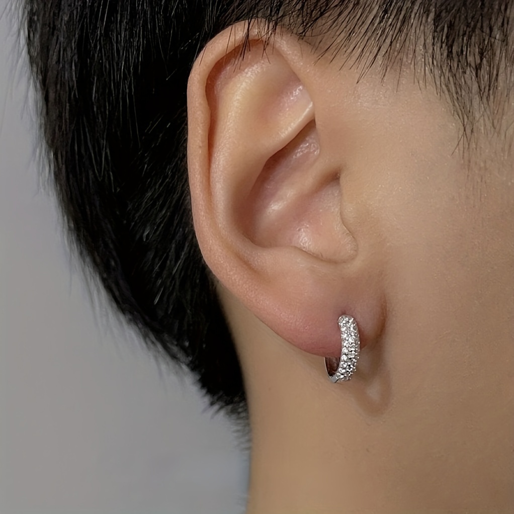 Fake diamond 2024 hoop earrings