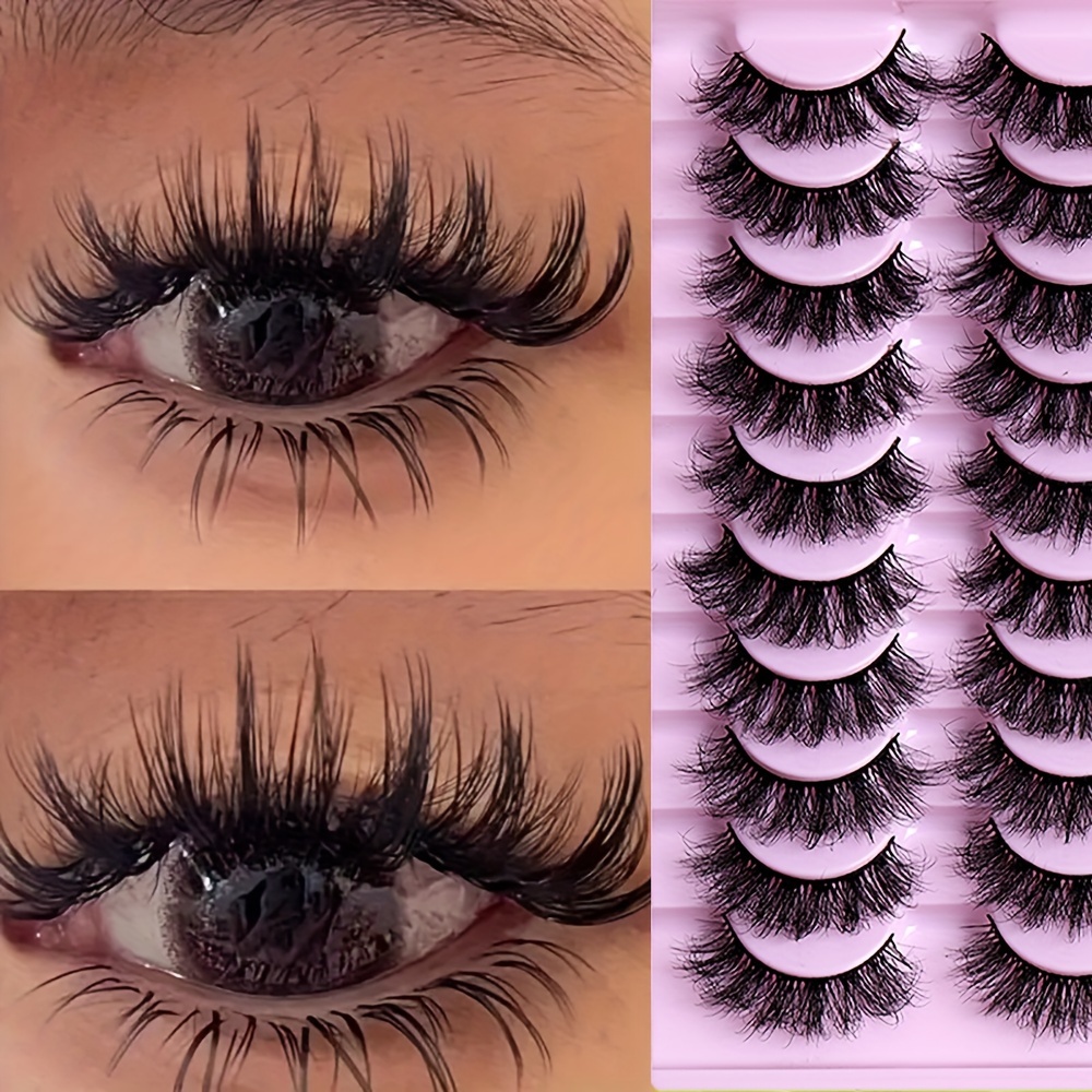 

False Eyelashes, 10pairs Volumized Fluffy Mink Eyelashes Full Strip Lashes Significantly Natural Eyelashes Fake Eyelashes