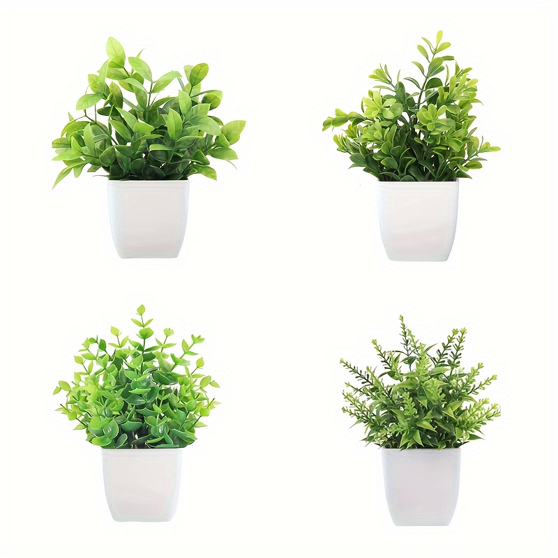 6pcs, mini plantes en pot, plantes à fleurs artificielles petites plantes  en pot, pots blancs en plastique, adaptés à la décoration de bureau, de  fenêtre et d'étagère - Temu France