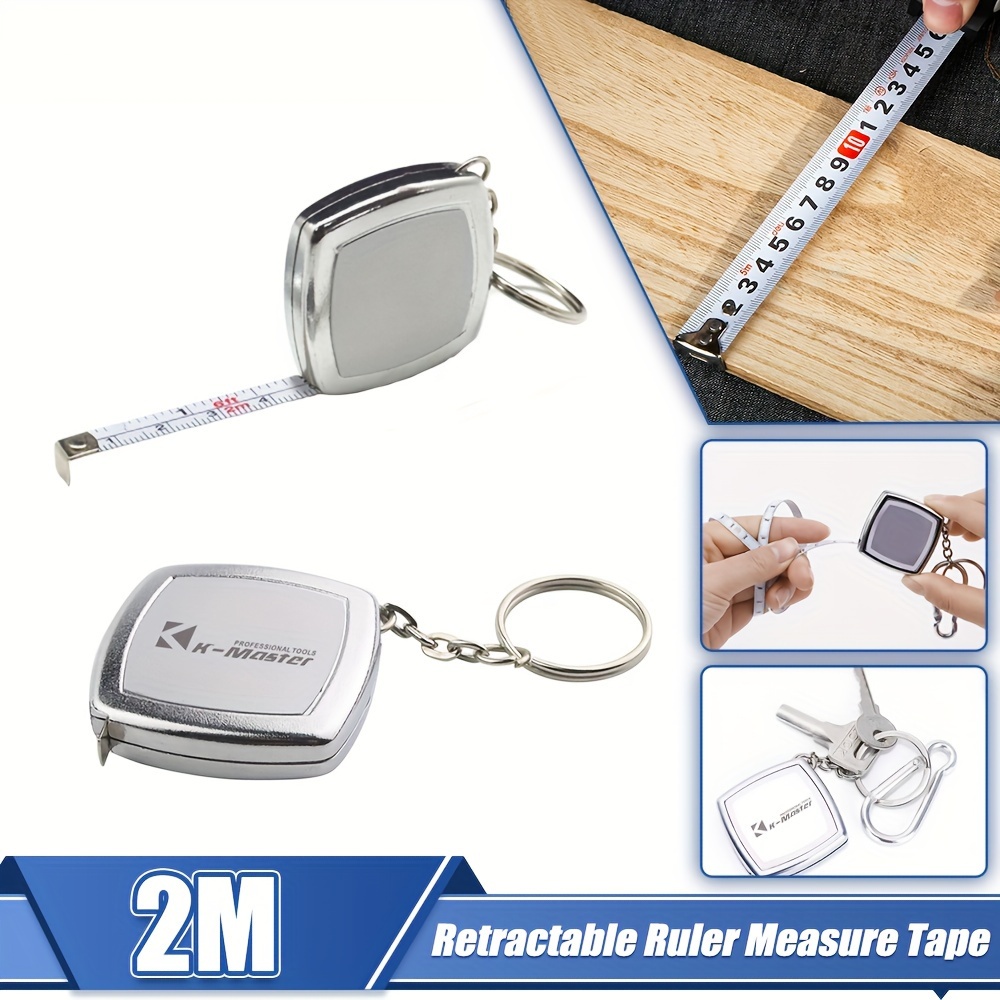 1pc Stainless Steel Retractable Ruler Tape Measure Keychain Perfect  Measuring Tool For On-The-Go!