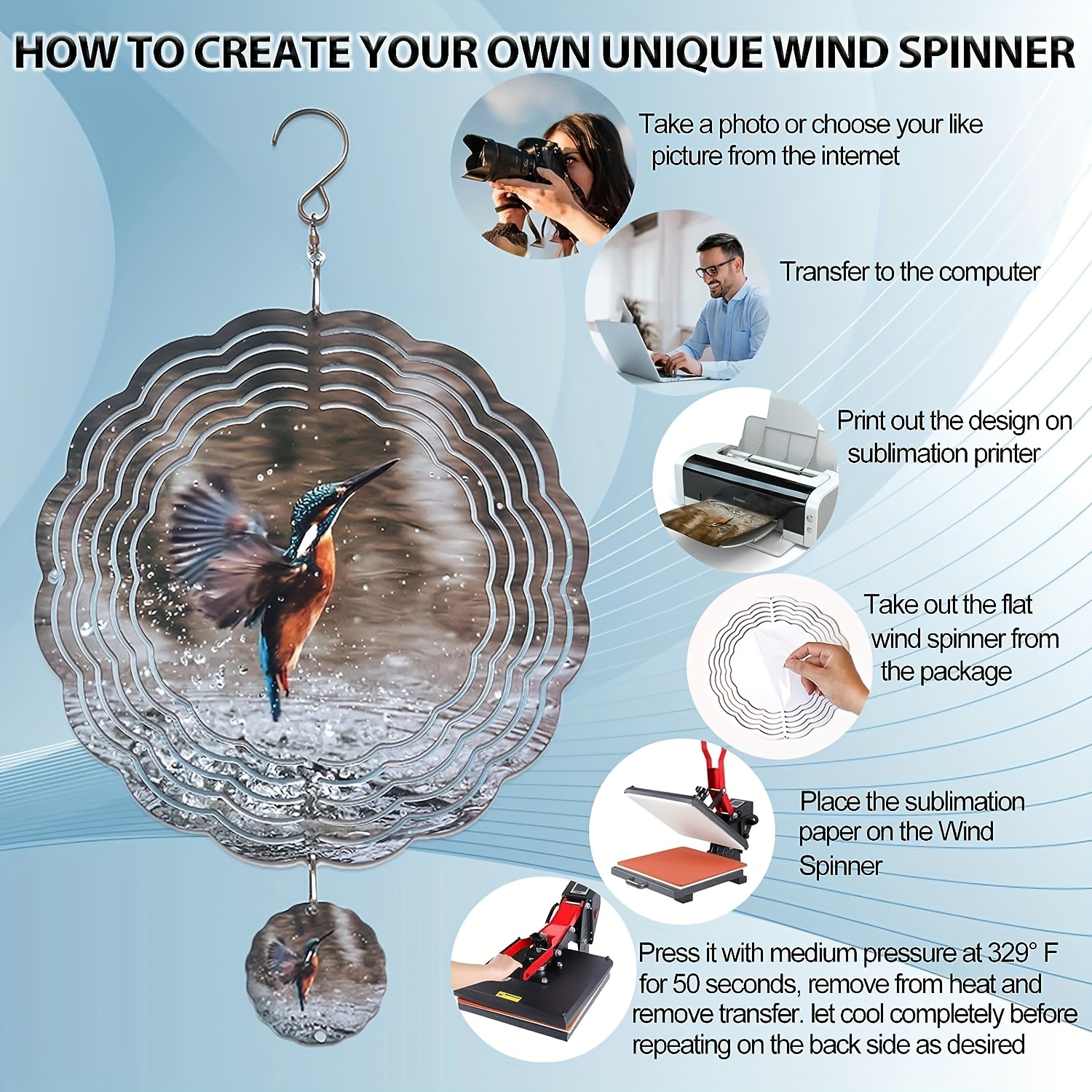 Sublimation Wind Spinner Blanks 3d Aluminum Wind Powered - Temu