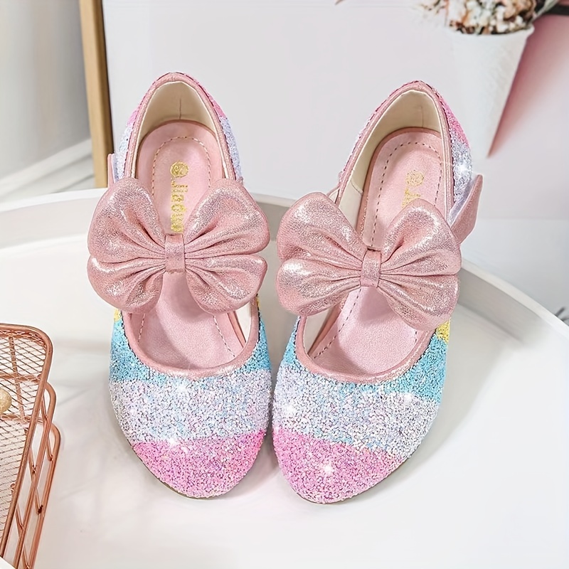 Zapatos Tacón Diamantes Imitación Niñas Zapatos Baile Vestir - Temu