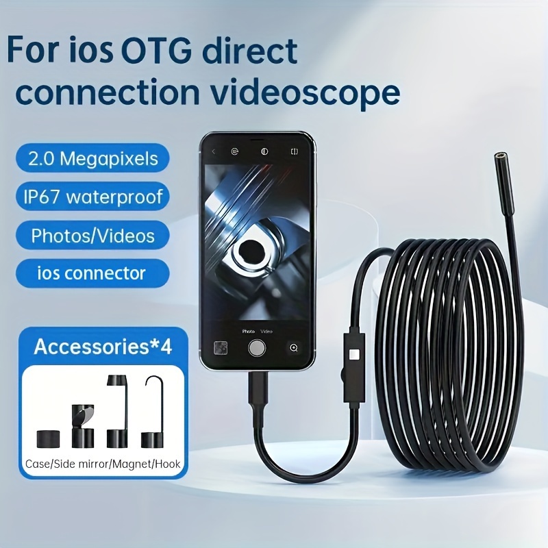 Endoscopio inalámbrico Cámara de inspección WiFi HD para iOS Android iPhone  Mac