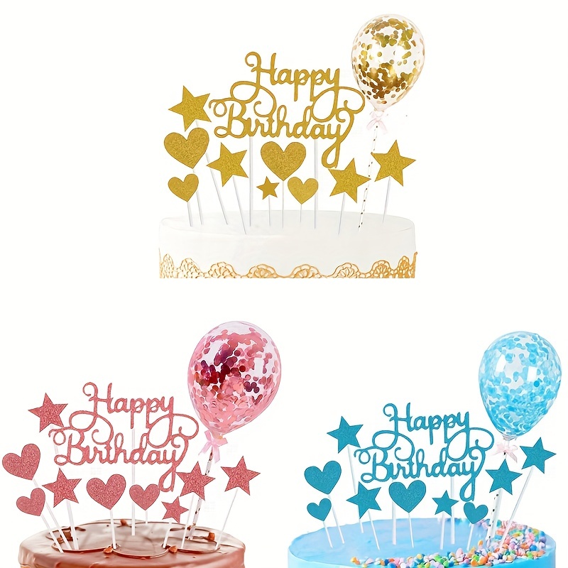 1pc, Topper per torta di buon compleanno, Topper per torta con stelle in  oro rosa Topper per torta con palloncino di coriandoli per decorazioni per  feste da donna per bambini - Temu