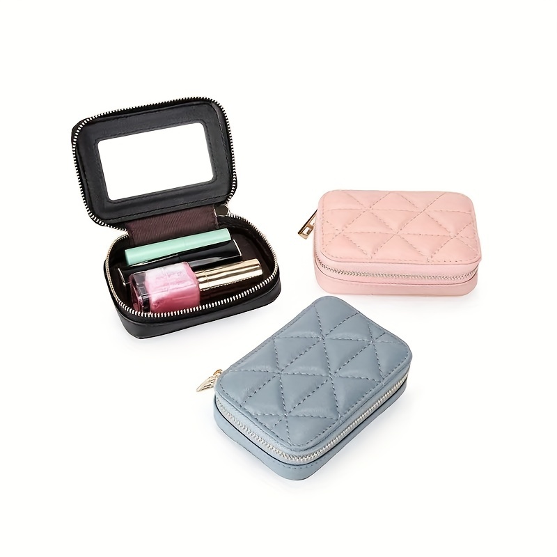 ATB 1 Small Makeup Bag for Purse Mirror Mini Pouch Cosmetic Case Travel Organizer