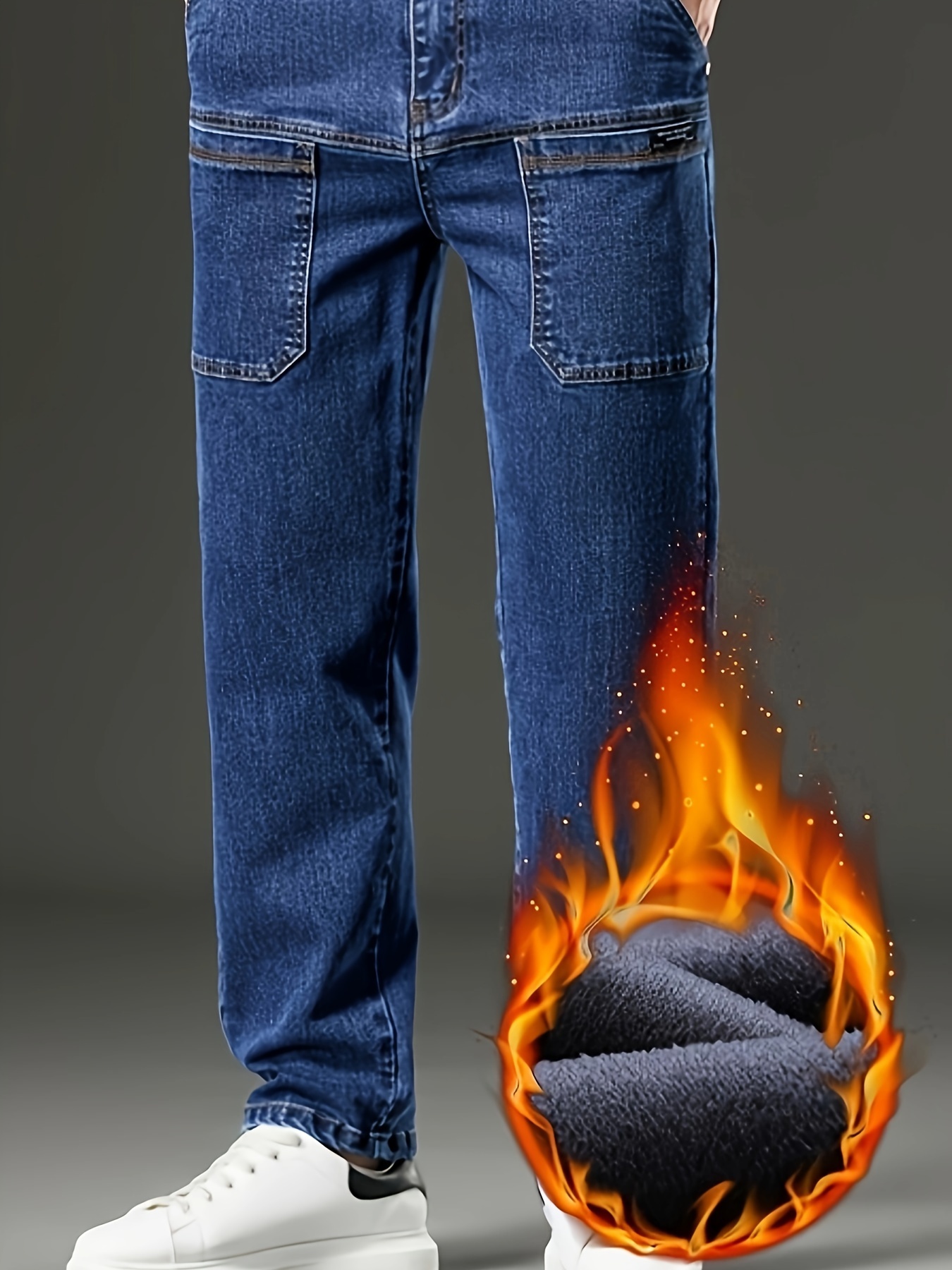 Men's Trendy Denim Jeans, Casual Straight Leg Loose Pants For Outdoor