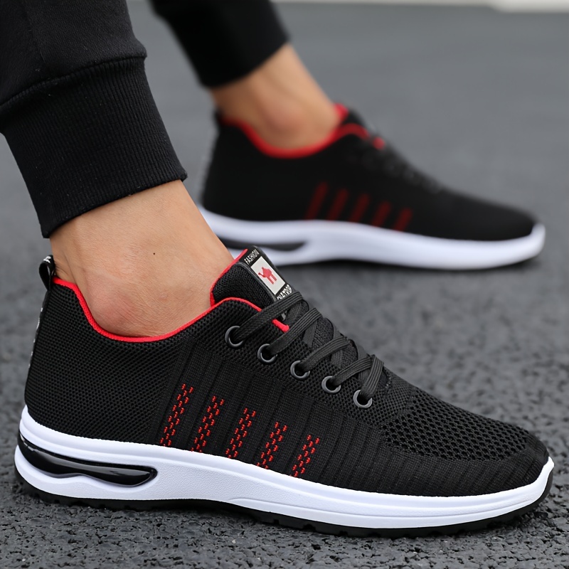 Men s Knit Breathable Running Shoes With Air Cushion Comfy Non Slip Soft Sole Sneakers For Men s Outdoor Activities