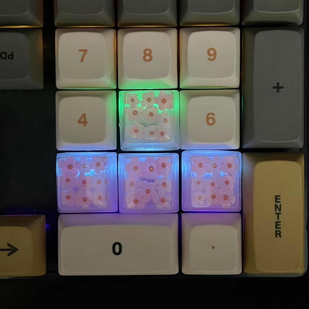 Translucent Flower Pattern Keycaps Suitable For Mechanical - Temu