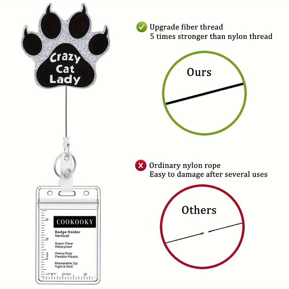 Black Cat Paw Globe Badge Scroll Holder Retractable With ID Clip Nurse  Nursing Name Tag Card Anatomy Nursing Doctor RN LPN Medical Assistant Work  Offi