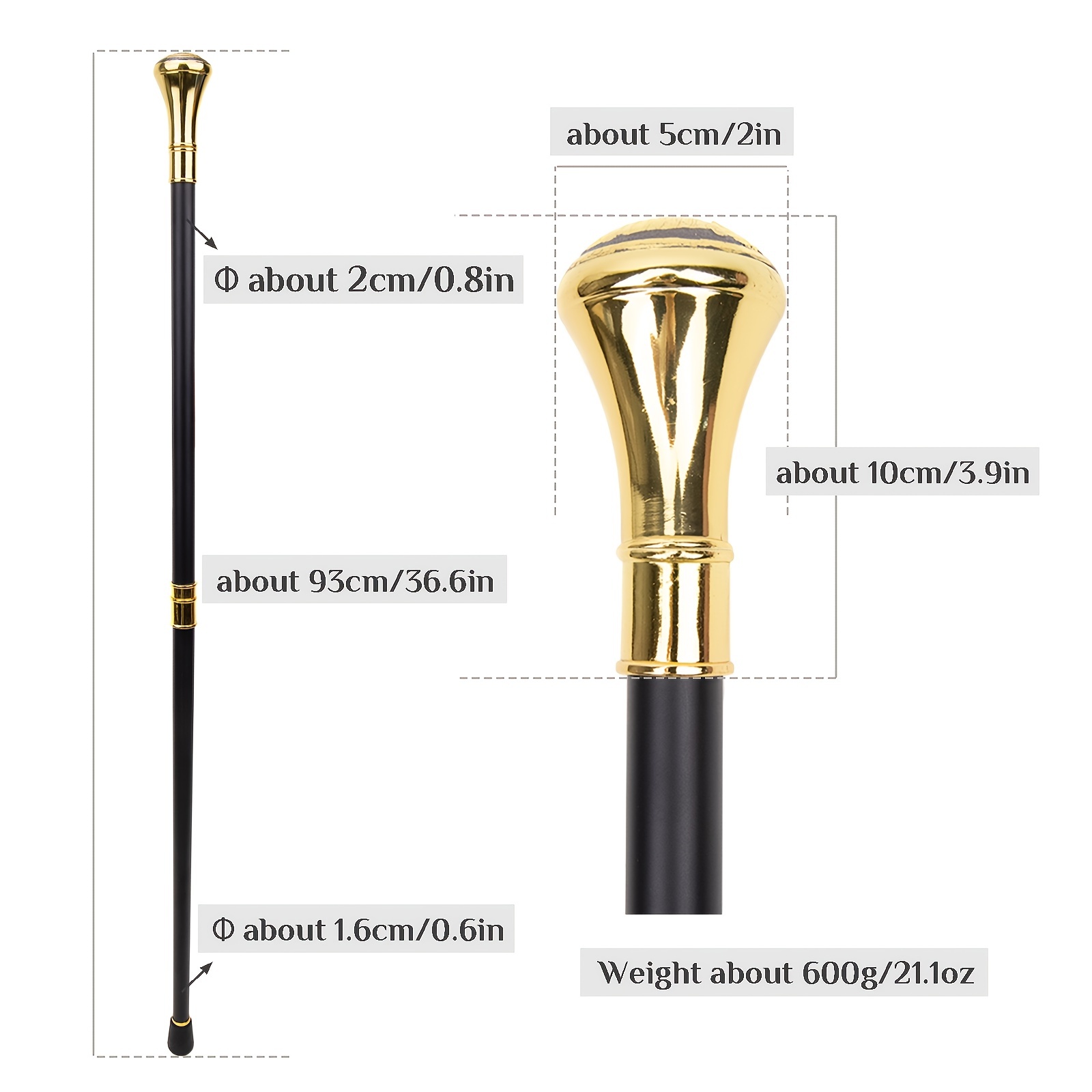 Gold Black Bird Walking Cane Fashion Decorative Walking Stick Gentleman  Elegant Cosplay Cane Knob Crosier 93cm
