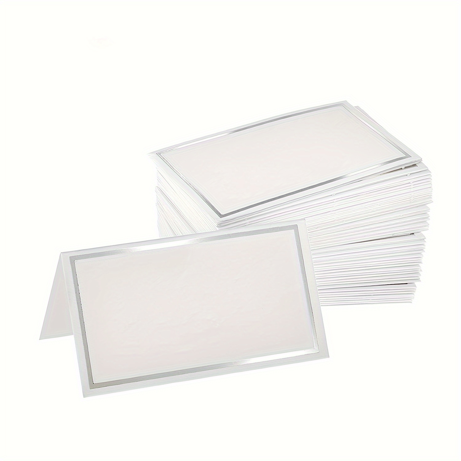 

30/50pcs, Seat Cards Place Cards Delicate Seating Cards With Silvery Foil Border, Blank Name Cards For Weddings Party Wedding Supplies Dinner Parties Place Cards