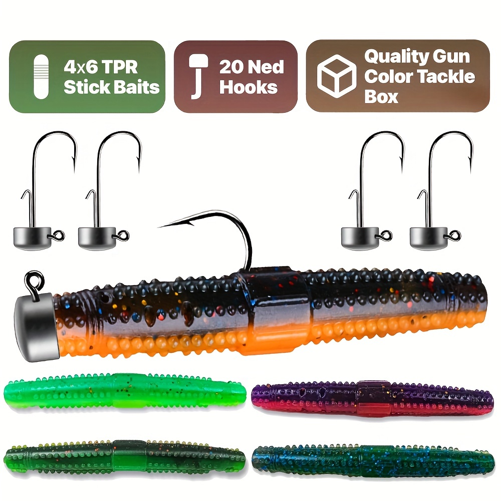 5pcs Mixed color Stick Bait Worm Senko Ned Rig Wacky Drop Shot Salted Soft  Fishing Lure Swimbait 7cm Tpe Material Pesca