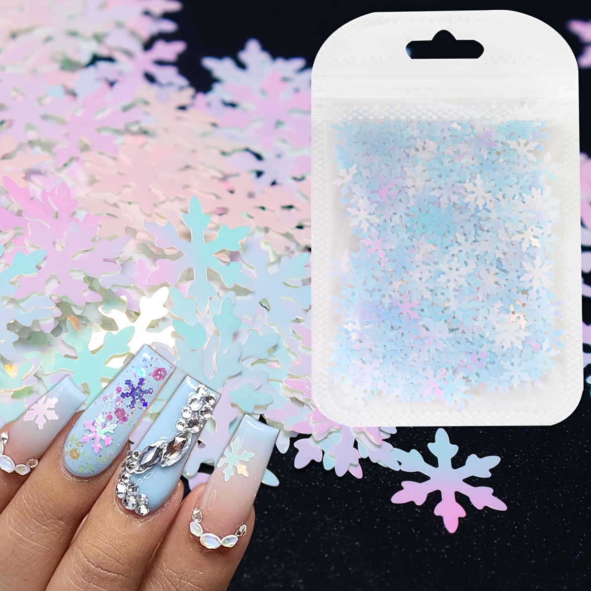 Christmas Snowflake Nail Art Sequins laser Holographic - Temu