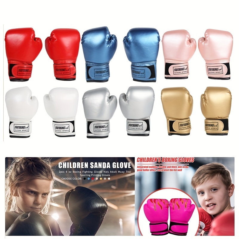 

1pair Professional Boxing Training Gloves For Kids - Breathable Pu Leather Punching Karate Kickboxing